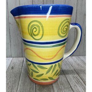 Vtg A Santos Hand Painted Serving Ceramic Pitcher Swirl Portugal 8.25" Tall